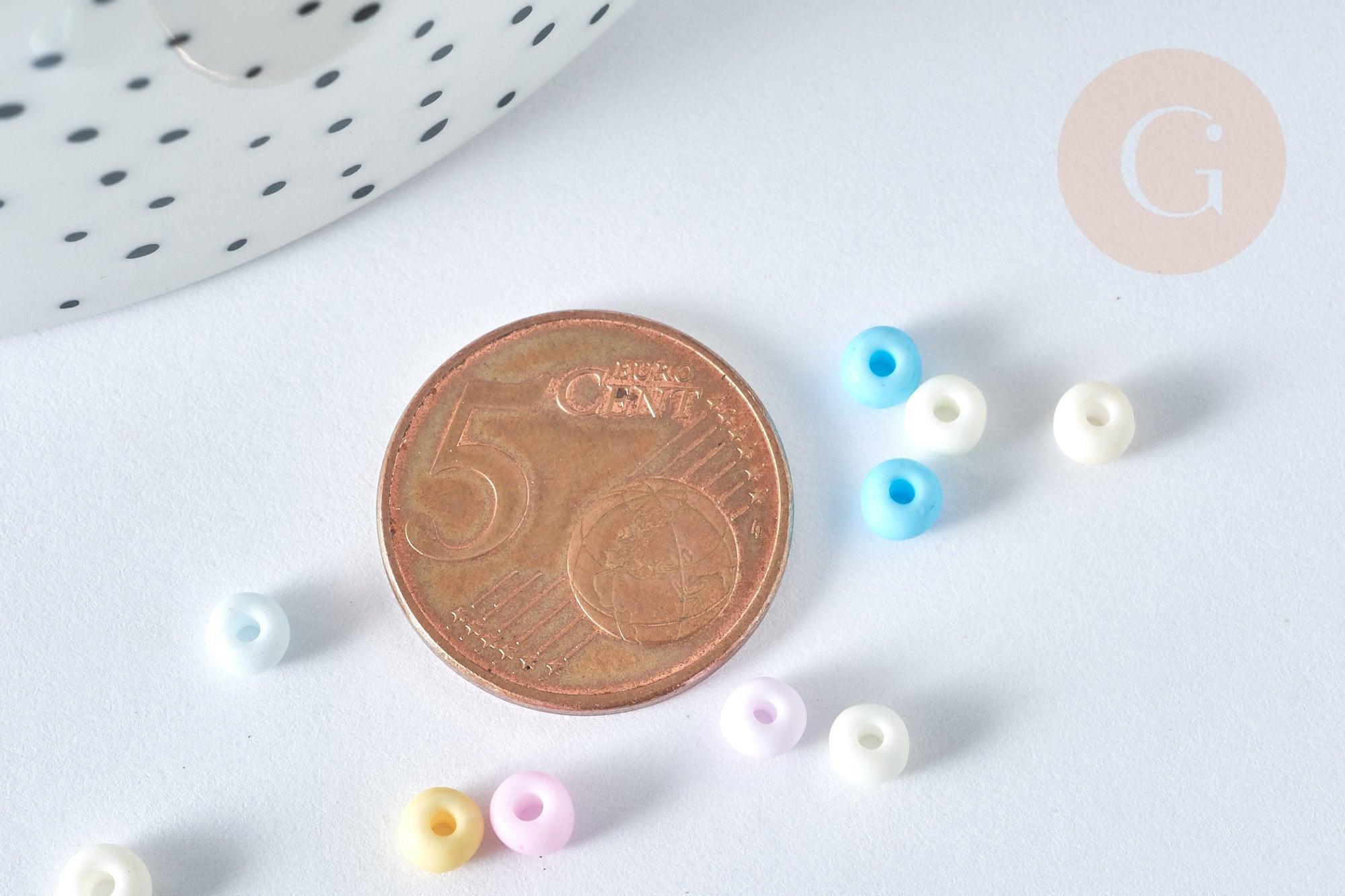Grosses perles de rocaille verre multicolore pastel 4.5mm, x10Gr (G7401)