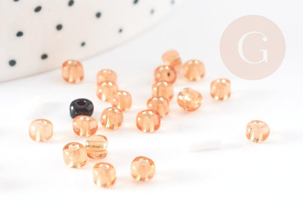 Grosses perles rocaille dorée transparent 4mm, x 10gr (G1401)