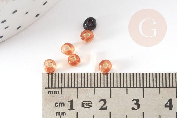 Grosses perles rocaille dorée transparent 4mm, x 10gr (G1401)