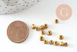 Grosses perles rocaille dorée , fournitures pour bijoux, diamètre 4mm, x10 Gr (G0313)