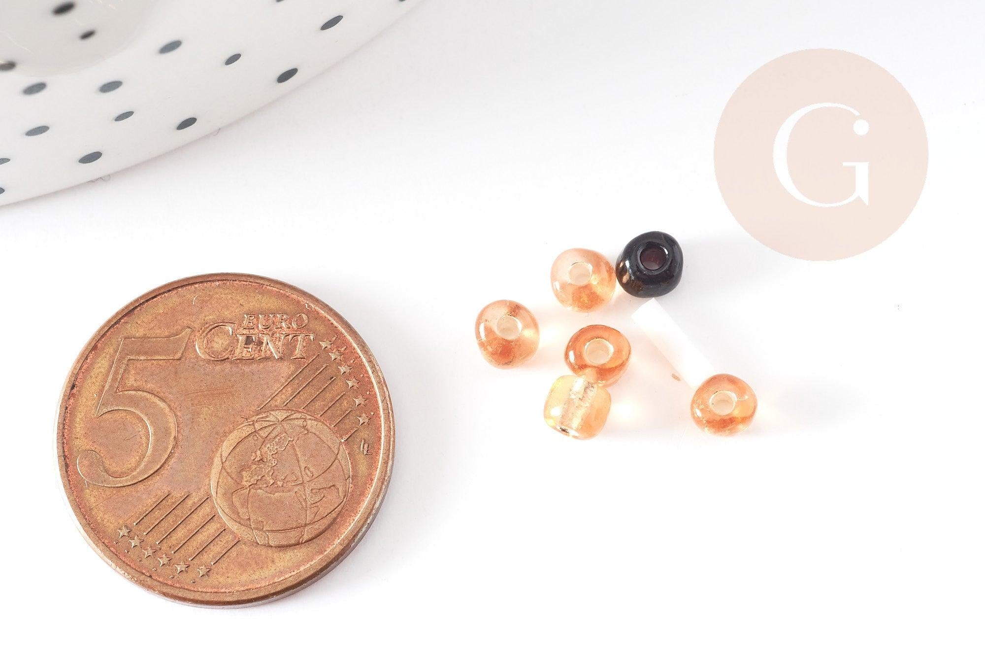 Grosses perles rocaille dorée transparent 4mm, x 10gr (G1401)