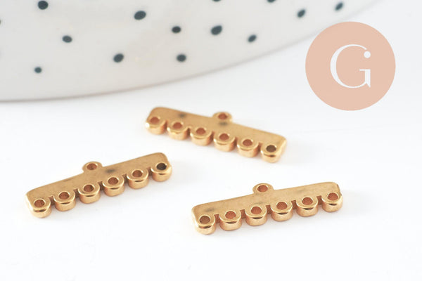 Intercalaire bracelet 7 rangs acier 304 inoxydable doré 16.5mm, des fournitures pour création bijoux, x2 G9760