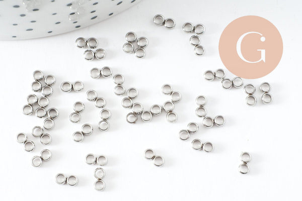 Intercalaires éparateurs bracelet 2 rangs acier 201 inoxydable platine 6mm, x5 G9720