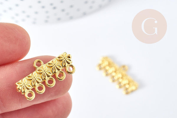 Intercallaire bracelet 5 rangs zamac doré 10mm, des fournitures pour création bijoux, x2 (G8790)