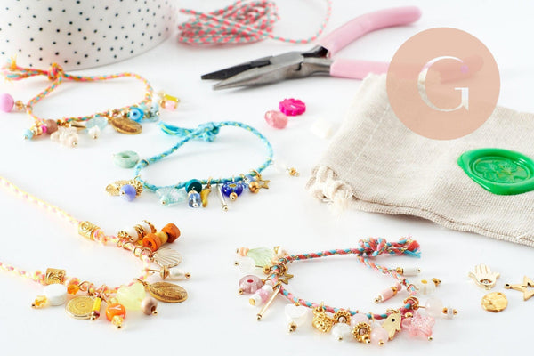 Kit 3 Bracelets/Collier breloques & Cordon x1 (G9556)