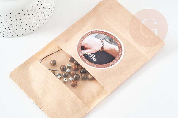 Kit Bracelet pour Homme Oeil de tigre naturel zamac argenté LEILO, pochette 1 bracelet (G9176)