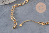 Chaîne de collier dorée en acier inoxydable 304 avec fermoir mousqueton et chaînette d'extension ajustable.