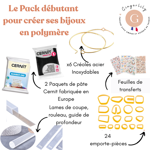 DOUBLON Kit Débutant pâte polymère - Créez vos premières créoles Interchangeables