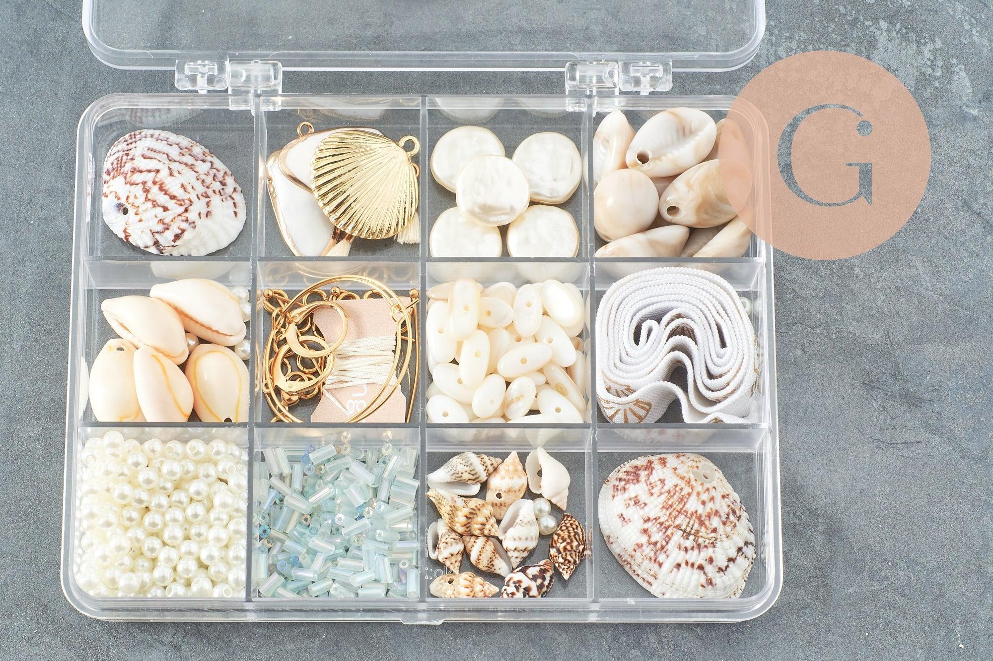 Kit Nacre & Coquillage blanc , Coffrets et kits de perles pour la création de bijoux fantaisie DIY, x1 ( G10029)
