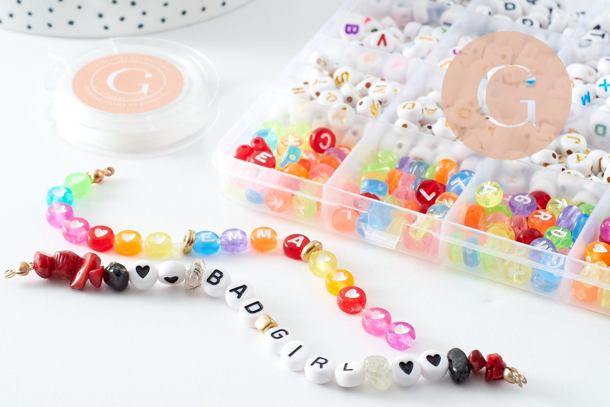 Kit boite mix de perles lettres et accessoires, x1 (G9712)