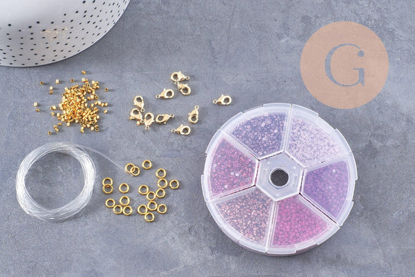 Kit de perles rocaille façon Miyuki Mix violet, x1 (G9191)