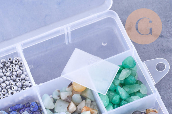 Kit mix de perles 8 couleurs pierre naturelles Lithothérapie avec apprêts, x1 (G10172)