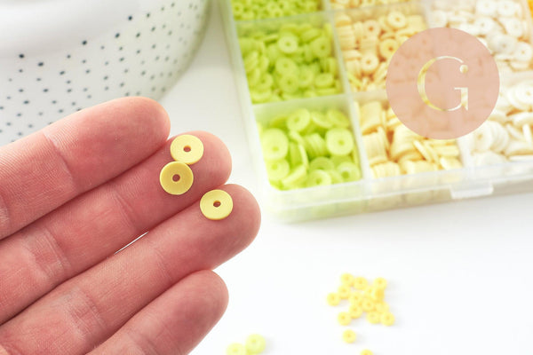 Kit mix de perles heishi jaune citron, Coffret et kit pour création de bijoux fantaisie, x1 G9775