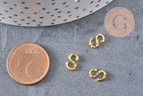 Lettre à coller zamac doré,fournitures à coller pour décorer pierres et bijoux en inclusion résine,8x6mm, x 2 (G3766)