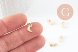 Lune nacre blanche naturelle laiton doré 10x6mm, x1 (G3574)