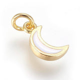 Lune nacre blanche naturelle laiton doré 10x6mm, x1 (G3574)