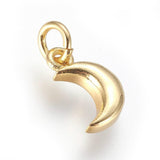 Lune nacre blanche naturelle laiton doré 10x6mm, x1 (G3574)