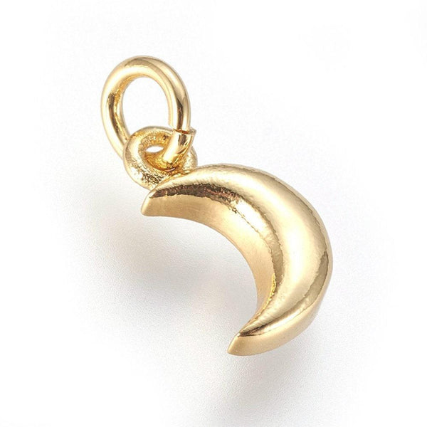 Lune nacre blanche naturelle laiton doré 10x6mm, x1 (G3574)