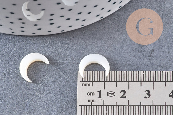 Lune nacre blanche naturelle,pendentif lune,coquillage blanc,corne non percée,création bijoux,Pendentif nacre,12x11.5mm, X2 (G0391)