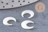 Lune nacre blanche naturelle,pendentif lune,coquillage blanc,corne percée,création bijoux,Pendentif nacre,13x12mm, les 2 (G3253)