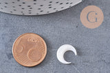Lune nacre blanche naturelle,pendentif lune,coquillage blanc,corne percée,création bijoux,Pendentif nacre,13x12mm, les 2 (G3253)