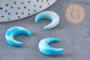 Lune nacre naturelle bleue, pendentif lune, coquillage Naturel,non percé, création bijoux,pendentif nacre,18x19mm, X1 G0343
