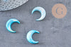 Lune nacre naturelle bleue, pendentif lune, coquillage Naturel,non percé, création bijoux,pendentif nacre,18x19mm, X1 G0343