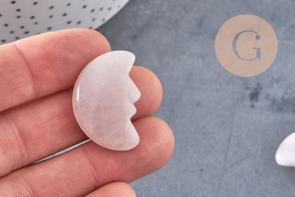Lune quartz rose naturel 29.5mm, quartz rose naturel roulé, pierre semi-precieuse, séance lithothérapie, x1, G5618