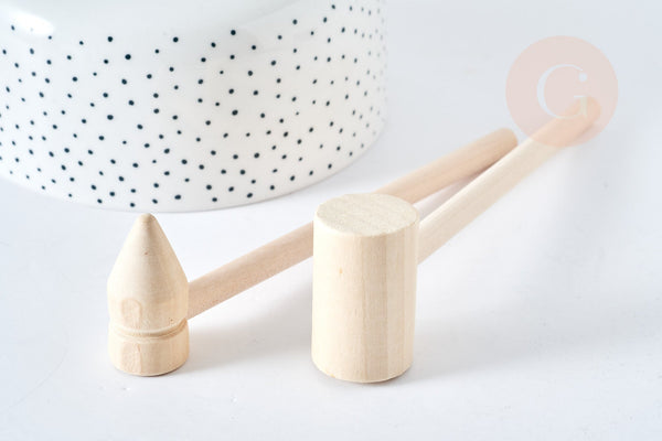 Maillet bijoux bois naturel 152-157mm,outils création Bijoux,outil bijouterie, x 2 (G8155)