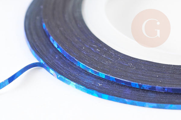 Masking Tape ongles bleu irise, masking tape,adhésif papier, scrapbooking, papeterie, décoration,1mm x 20mètres G2015