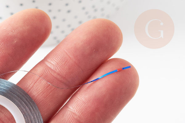 Masking Tape ongles bleu irise, masking tape,adhésif papier, scrapbooking, papeterie, décoration,1mm x 20mètres G2015