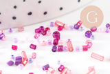 Mélange perles rocaille camaïeu rose fuchsia violet, x10gr (G9510)