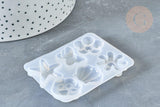 Moule pour fabrication bijoux formes fleurs coquillages résine 67x50x6mm, x1 (G7996)