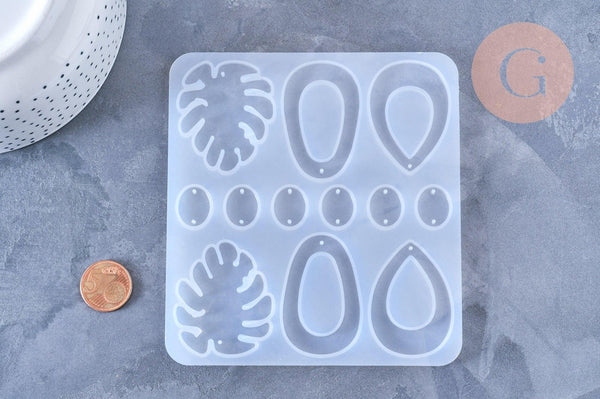 Moule pour fabrication boucles créoles résine feuille, un moule pour réaliser des bijoux avec inclusion en résine,130mm, x1 G4970