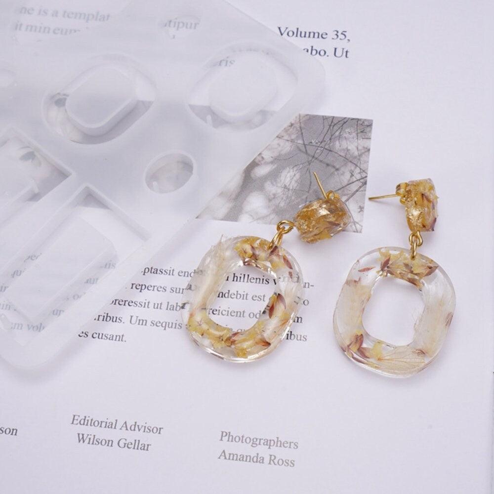 Moule pour fabrication boucles créoles résine, un moule en silicone pour réaliser des bijoux avec inclusion en résine, x1 G4578