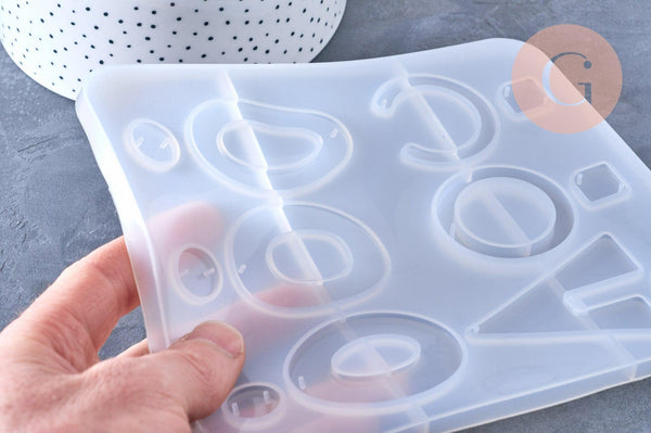 Moule pour fabrication boucles formes géométriques résine, x1 (G5892)