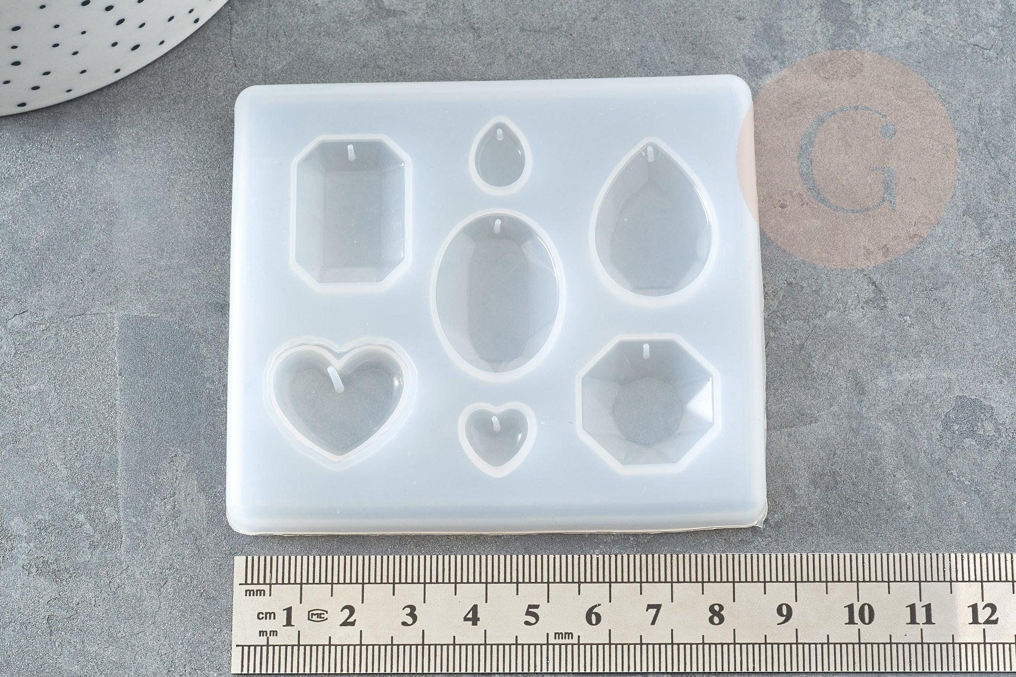 Moule pour fabrication de boucle pendentif résine pierre précieuse 70x78mm, moule silicone réalisation bijoux inclusion résine,x1 G4580