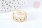 NPR-Bague réglable étoile émail noir acier doré Taille 54, x1 (G7012)