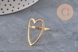 Bague ouverte en forme de cœur doré en acier inoxydable 304, support pour création de bijoux en résine, taille 57.