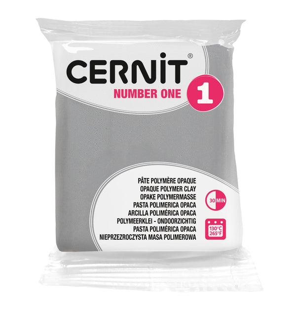 Pâte polymère Cernit Number one opaque - Gris x56g (G10425)