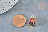 Pendentif Agate naturelle marron colonne fer doré 17.5mm, pierre naturelle, x1 (G8332)