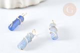 Pendentif Aventurine bleue naturelle support cuivre doré 20~21mm, pierre, x1 (G7457)