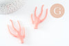 Pendentif Branche forme corail plastique rose 60mm, pendentif inspiré océan, x1 (G9749)