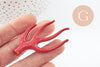 Pendentif Branche forme corail plastique rouge 60mm, pendentif inspiré océan, x1 (G9750)