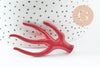 Pendentif Branche forme corail plastique rouge 60mm, pendentif inspiré océan, x1 (G9750)
