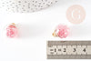 Pendentif Bulle globe verre chips rose et CCB doré 20mm, création bijoux original DIY, x1 (G9129)