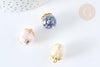 Pendentif Bulle globe verre pierre naturelle zamac et laiton doré 20mm, pierre véritable, pendentif pierre naturelle, x1 G7577