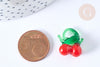 Pendentif Cerise fruit rouge verre 17~19mm, x5 (G7892)