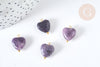 Pendentif Cœur Lépidolite pierre naturelle 15~15,5mm, pendentif pierre naturelle pour création de bijoux, x1 G7592