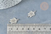 Pendentif Connecteur Tortue ajouré acier 304 inoxydable argenté 19,5mm, fabrication de bijoux acier inoxydable, x1 G8325